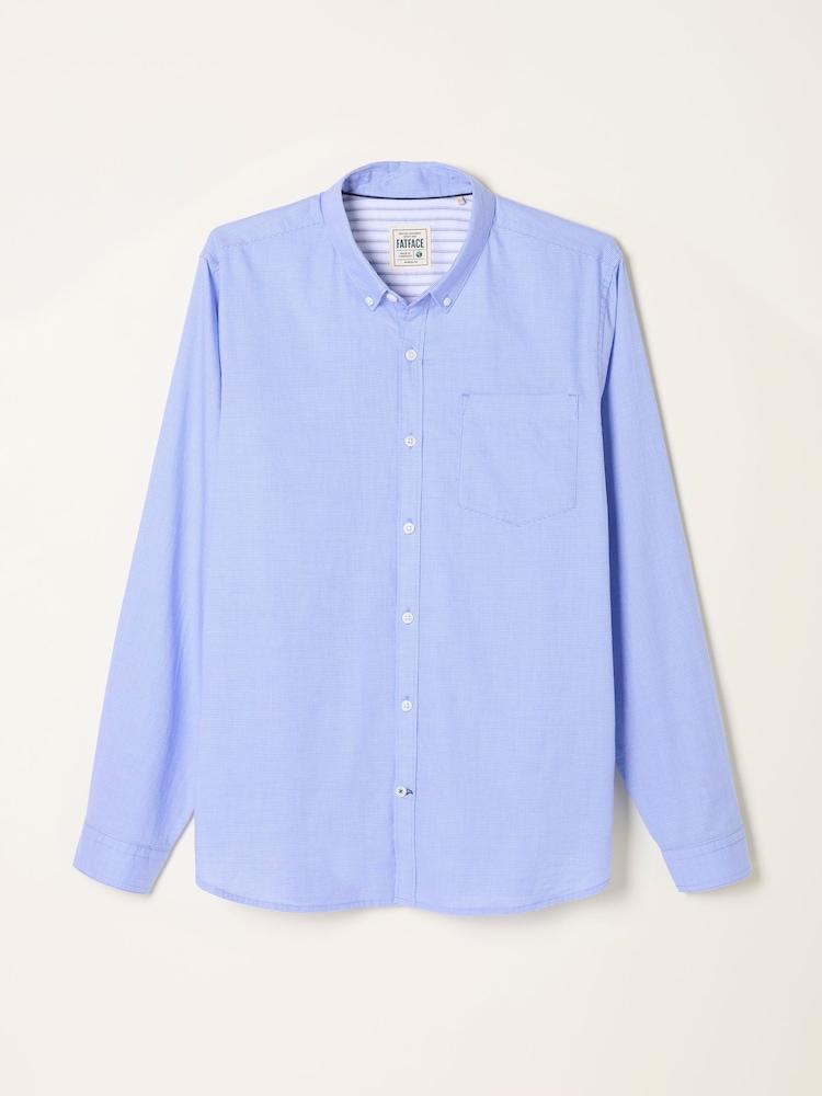 fat face Seagre Blue Long Sleeve Semi Plain Shirt