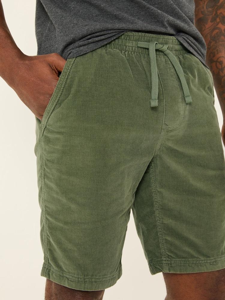 Fat Face Seaton Khaki Green Pull On Cord Shorts
