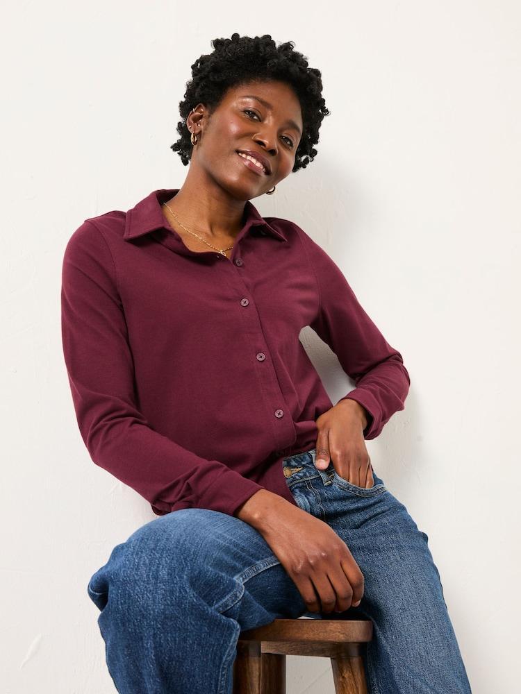 Fat Face Selby Burgundy Jersey Shirt