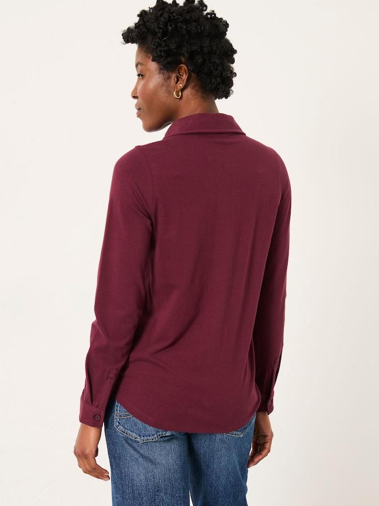 Fat Face Selby Burgundy Jersey Shirt