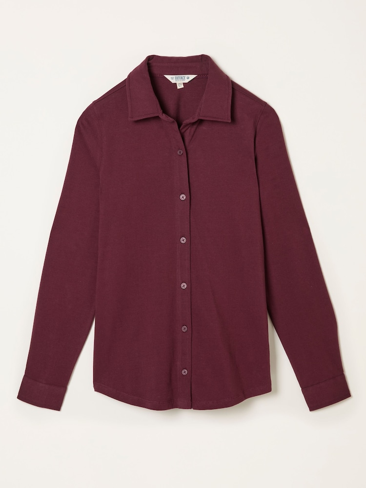 fat face Selby Burgundy Jersey Shirt