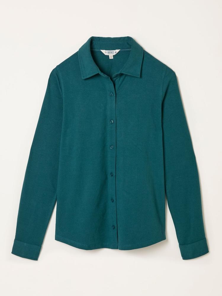 fat face Selby Teal Blue Jersey Shirt