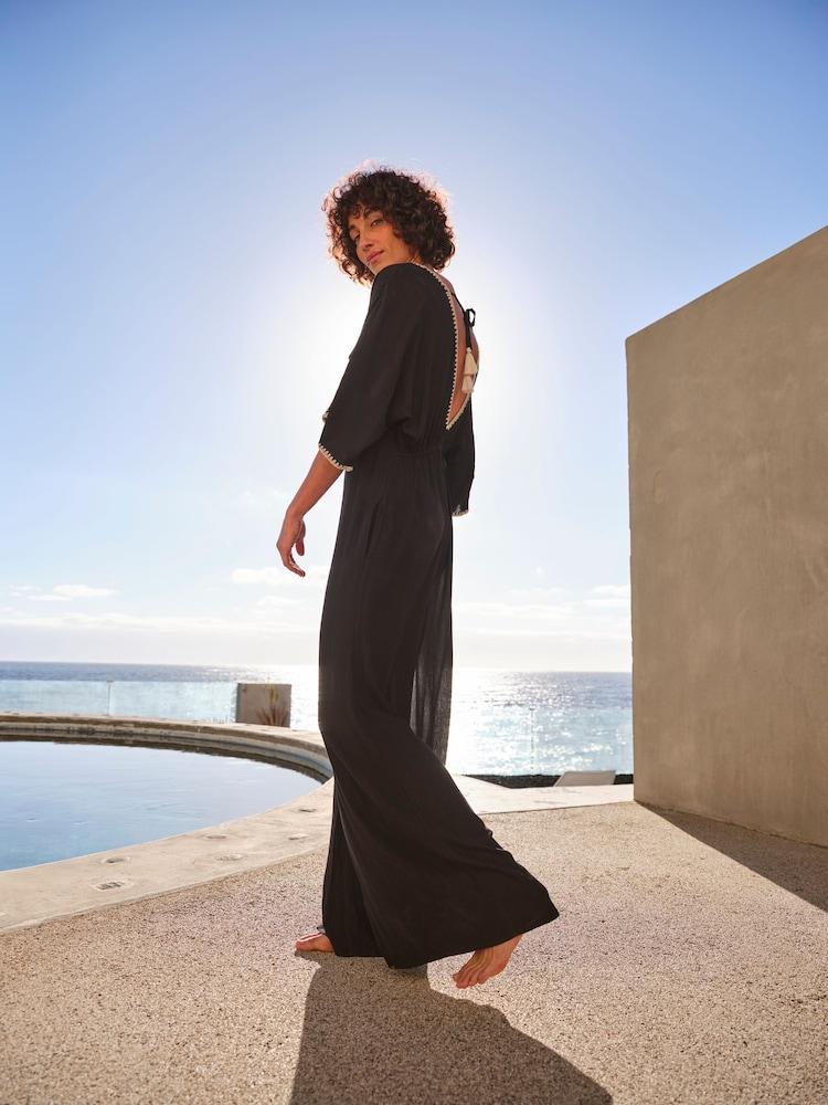 Fat Face Selene Black Beach Jumpsuit