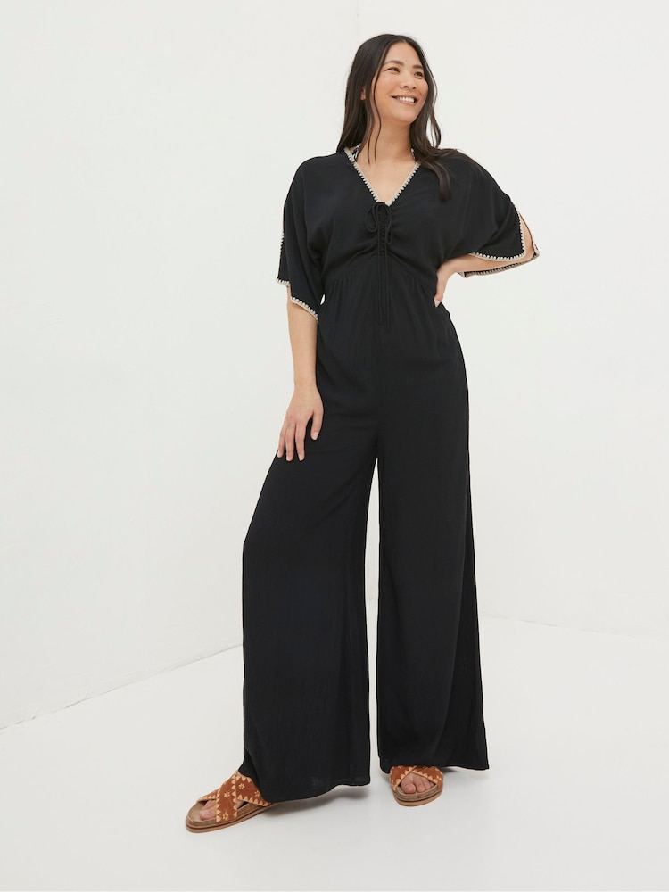 Fat Face Selene Black Beach Jumpsuit