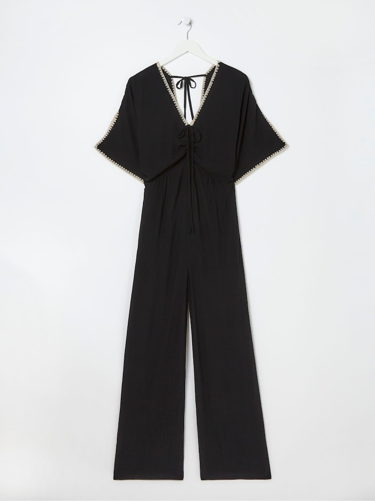 fat face Selene Black Beach Jumpsuit
