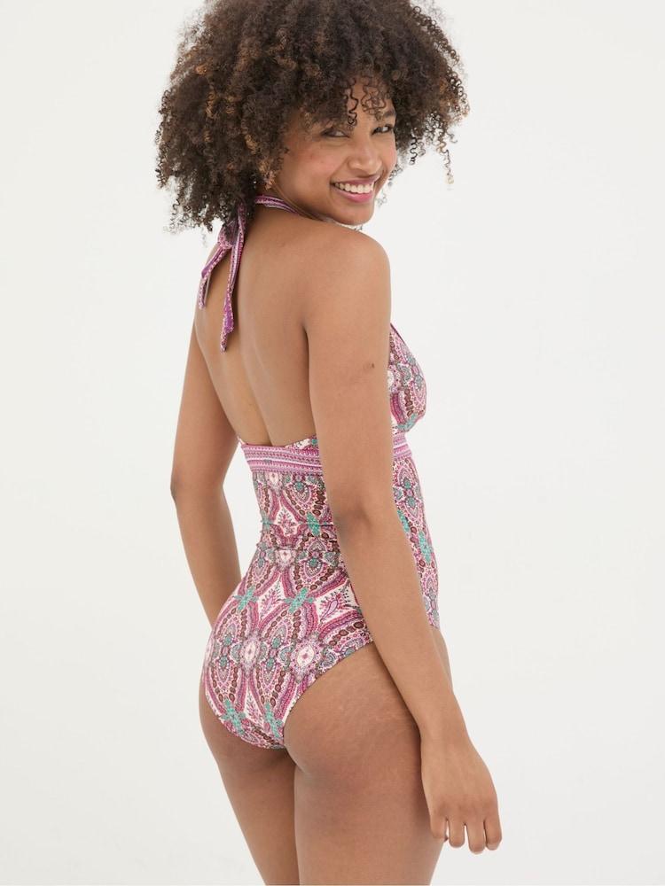 Fat Face Serena Pink Detail Paisley Swimsuit