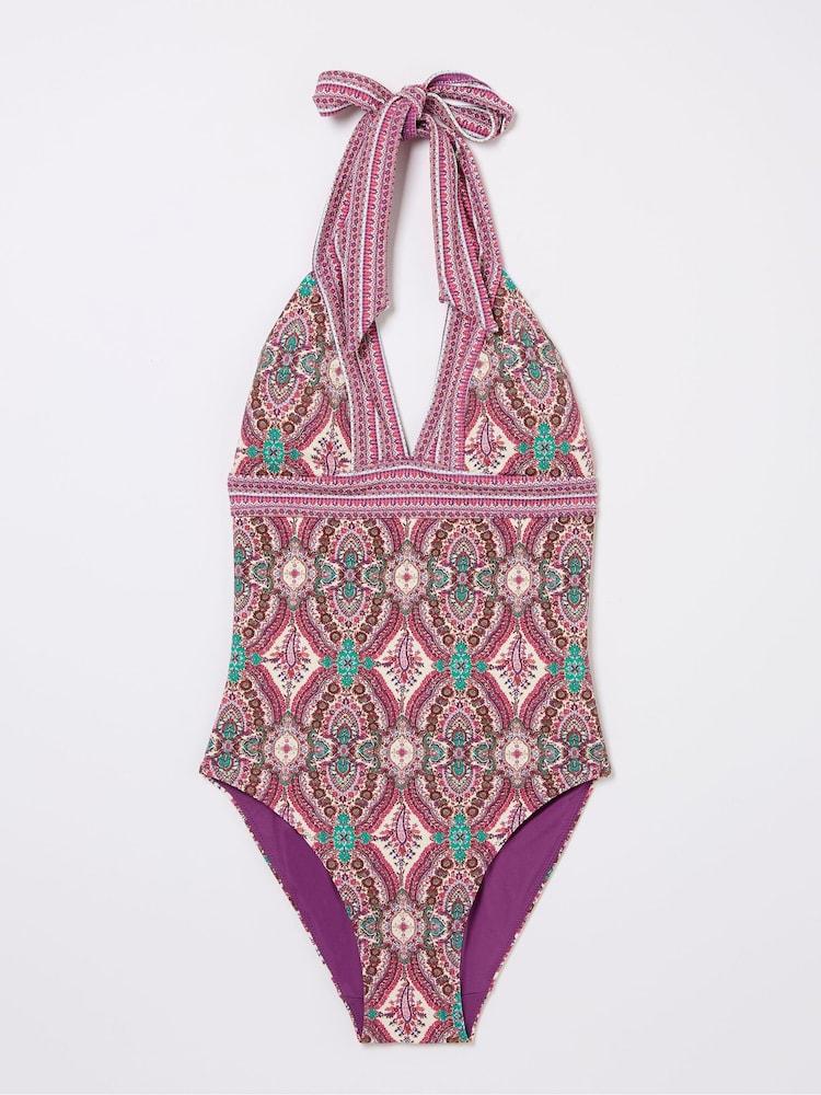 fat face Serena Pink Detail Paisley Swimsuit