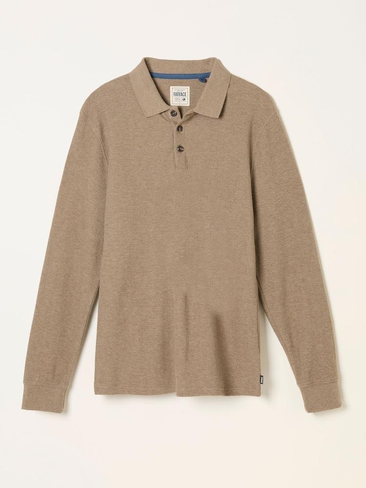 fat face Shawford Dark Natural Long Sleeve Polo