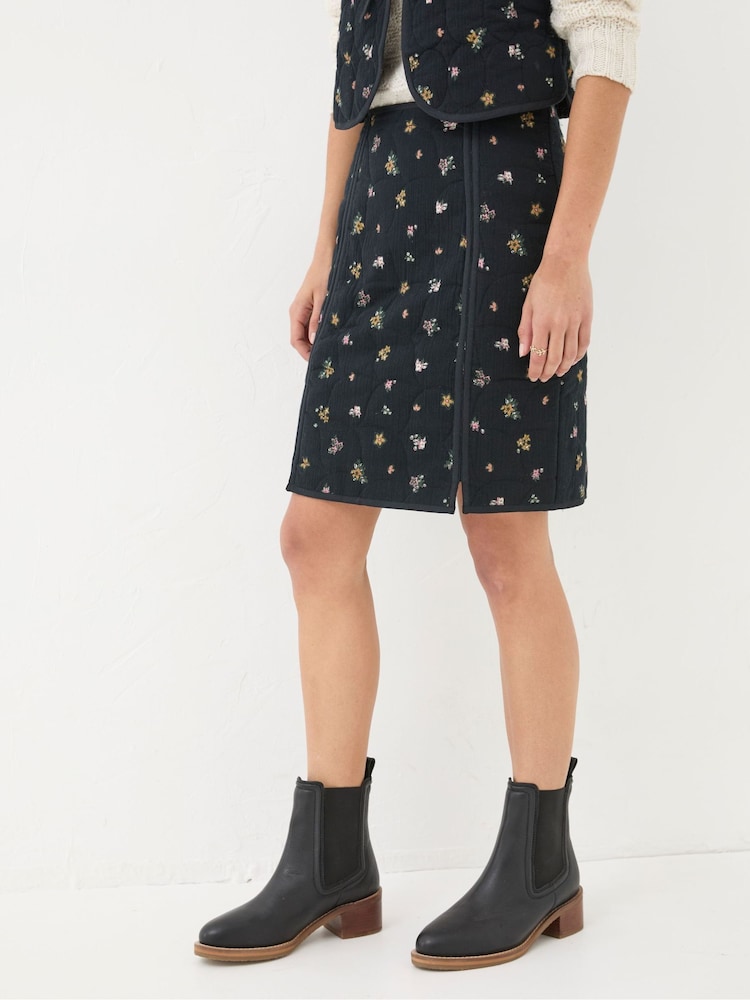 Fat Face Shelby Black Ditsy Paisley Skirt