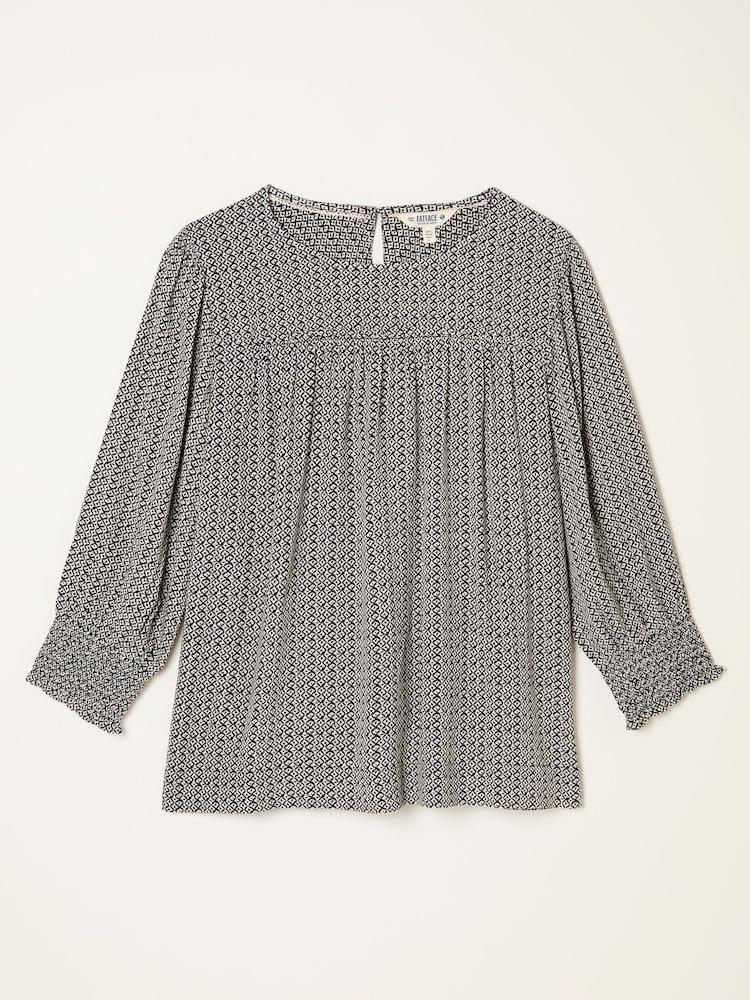 fat face Shelley Dark Natural Ikat Geo Blouse