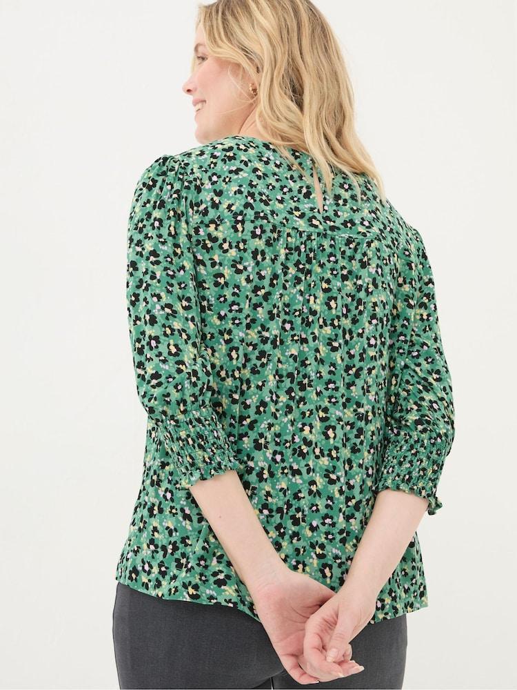 Fat Face Shelley Emerald Green Floral Marks Blouse
