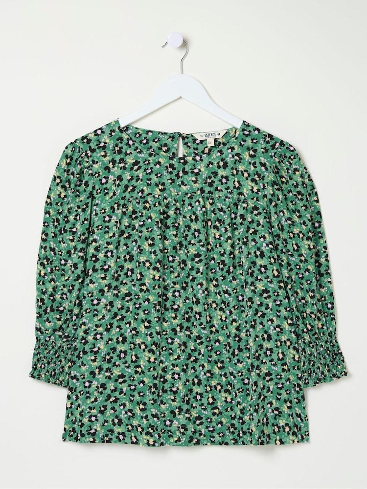 fat face Shelley Emerald Green Floral Marks Blouse