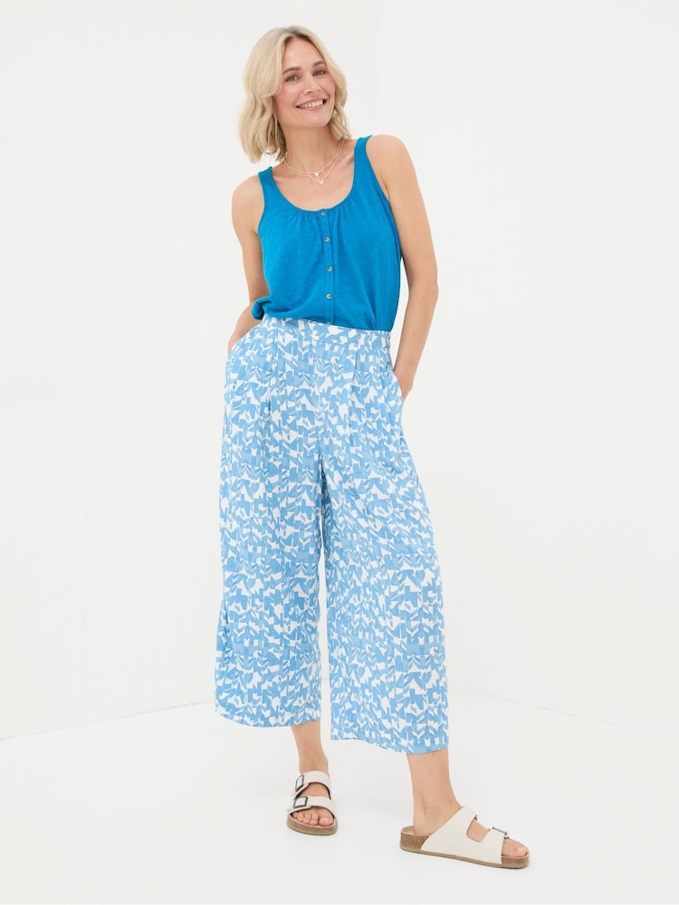 Fat Face Shirwell Blue Med Geo Cropped Trousers