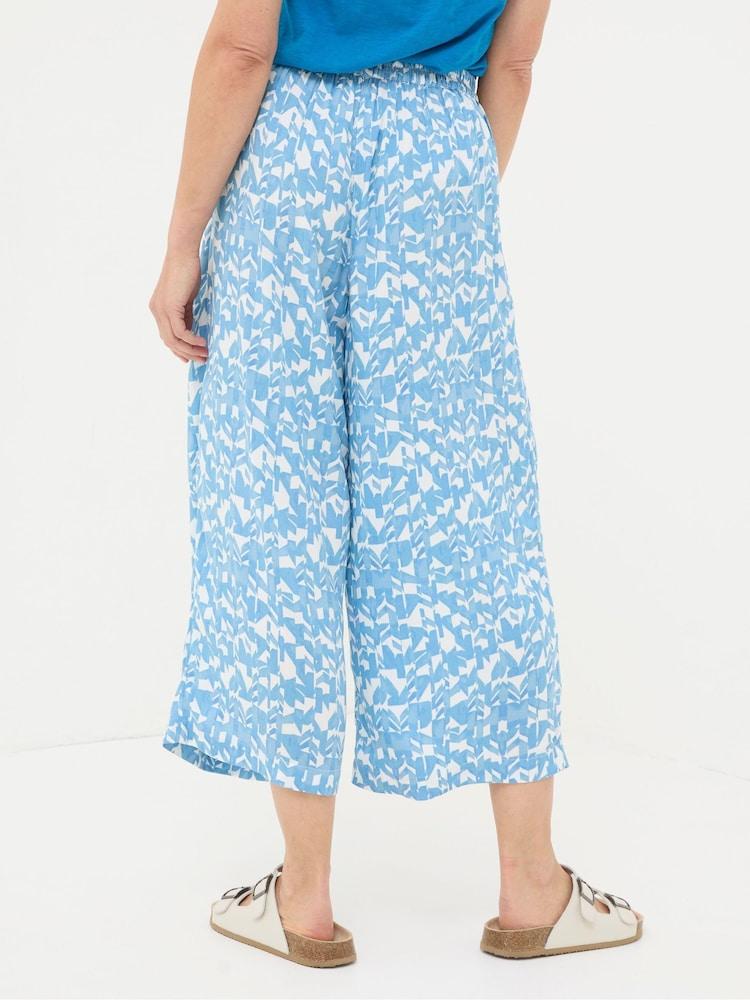 Fat Face Shirwell Blue Med Geo Cropped Trousers