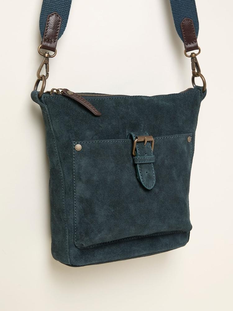 Fat Face Sienna Teal Blue Suede Crossbody Bag