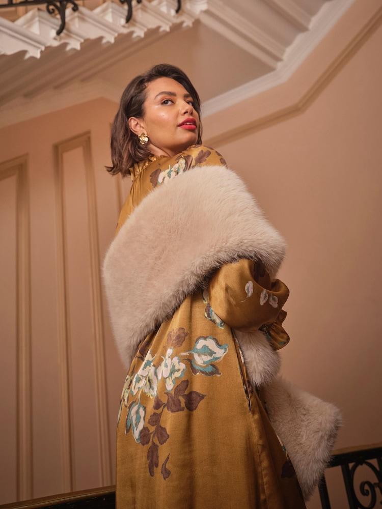 Fat Face Silas Gold Regular Printed Dress