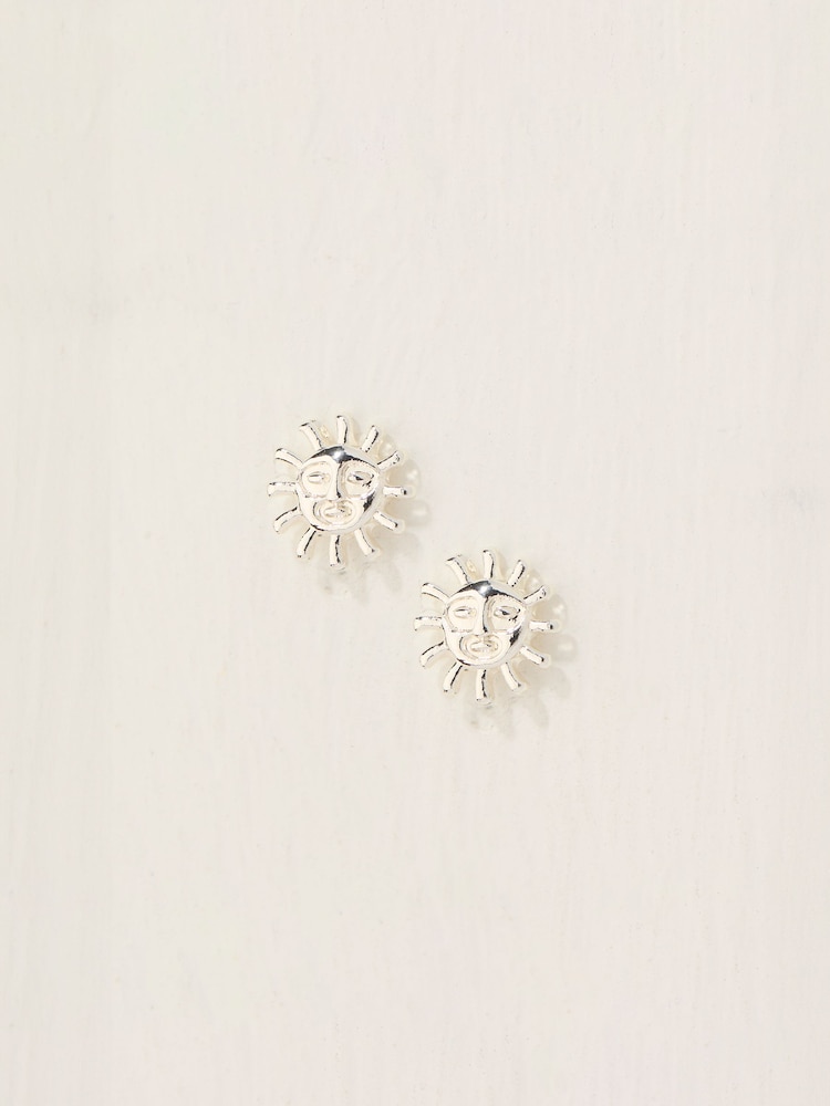 Fat Face Silver Coloured Sun Stud Earrings