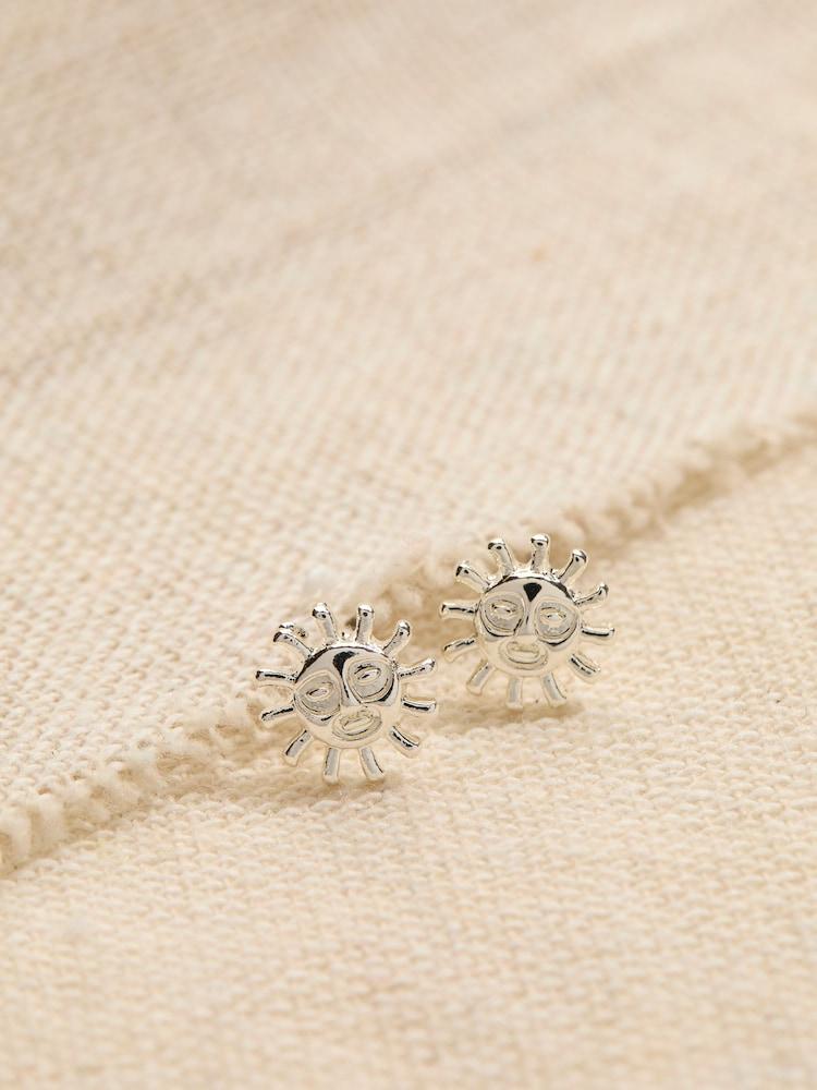 Fat Face Silver Coloured Sun Stud Earrings