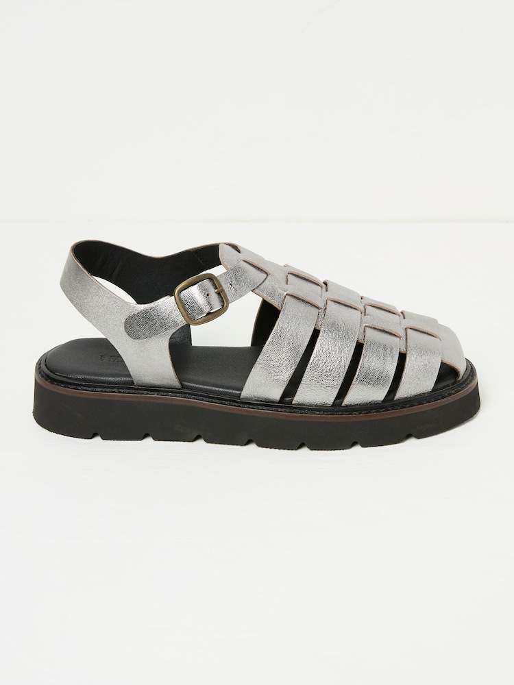 Fat Face Silver Elodie Fisherman Sandals