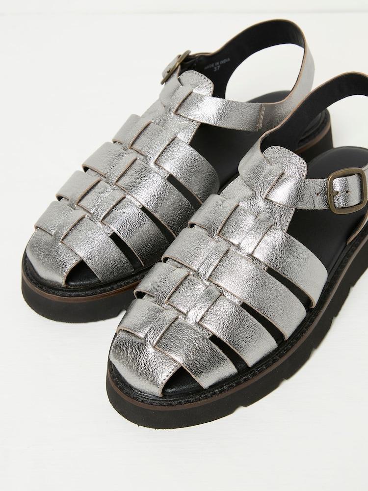 Fat Face Silver Elodie Fisherman Sandals