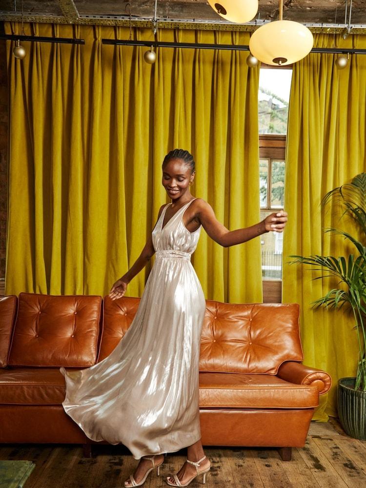 Fat Face Silver Mimosa Metallic Maxi Dress