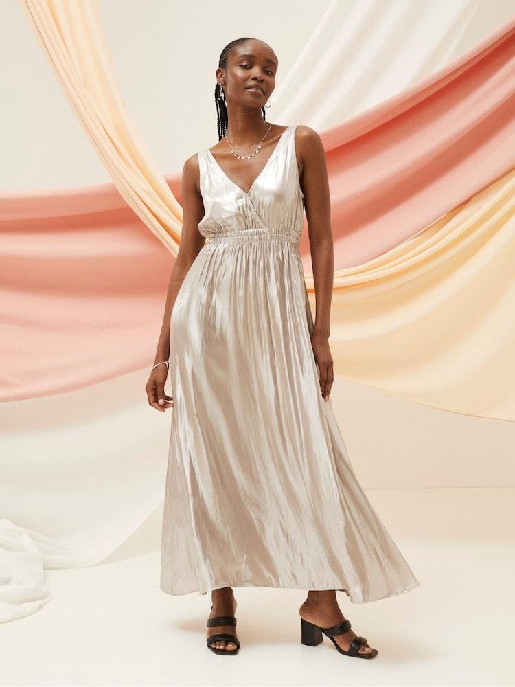 Fat Face Silver Mimosa Metallic Maxi Dress
