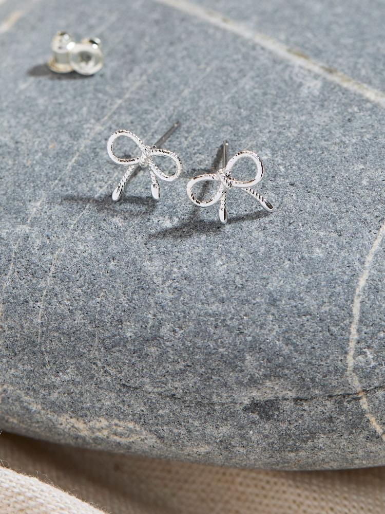 fat face Silver Tone Bow Stud Earrings