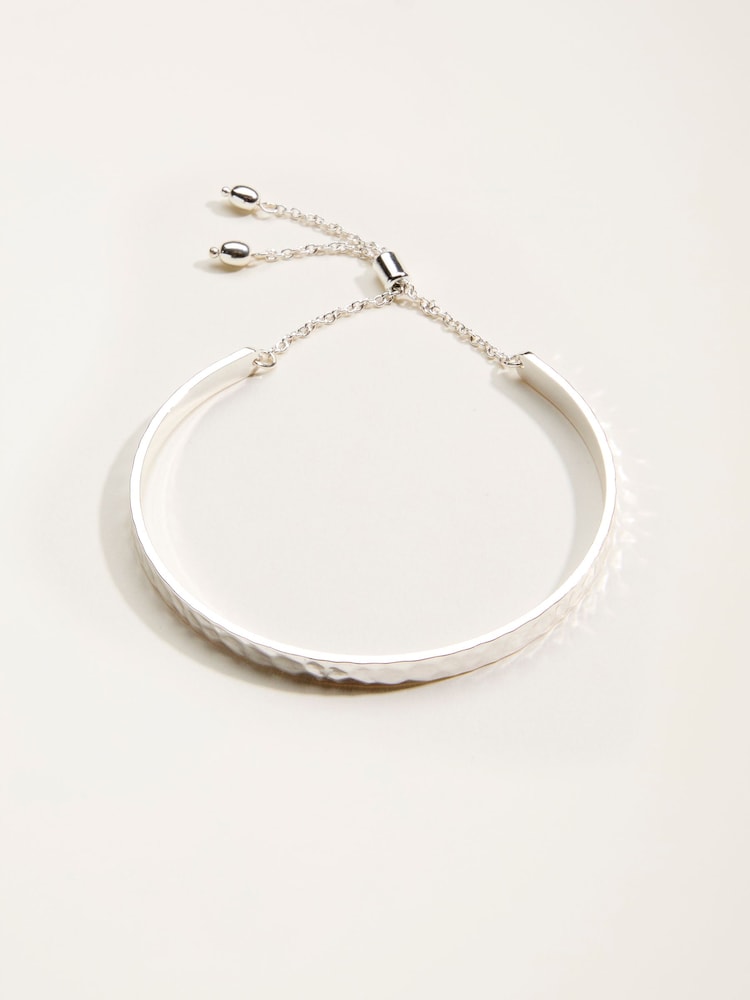 Fat Face Silver Tone Hammered Bangle