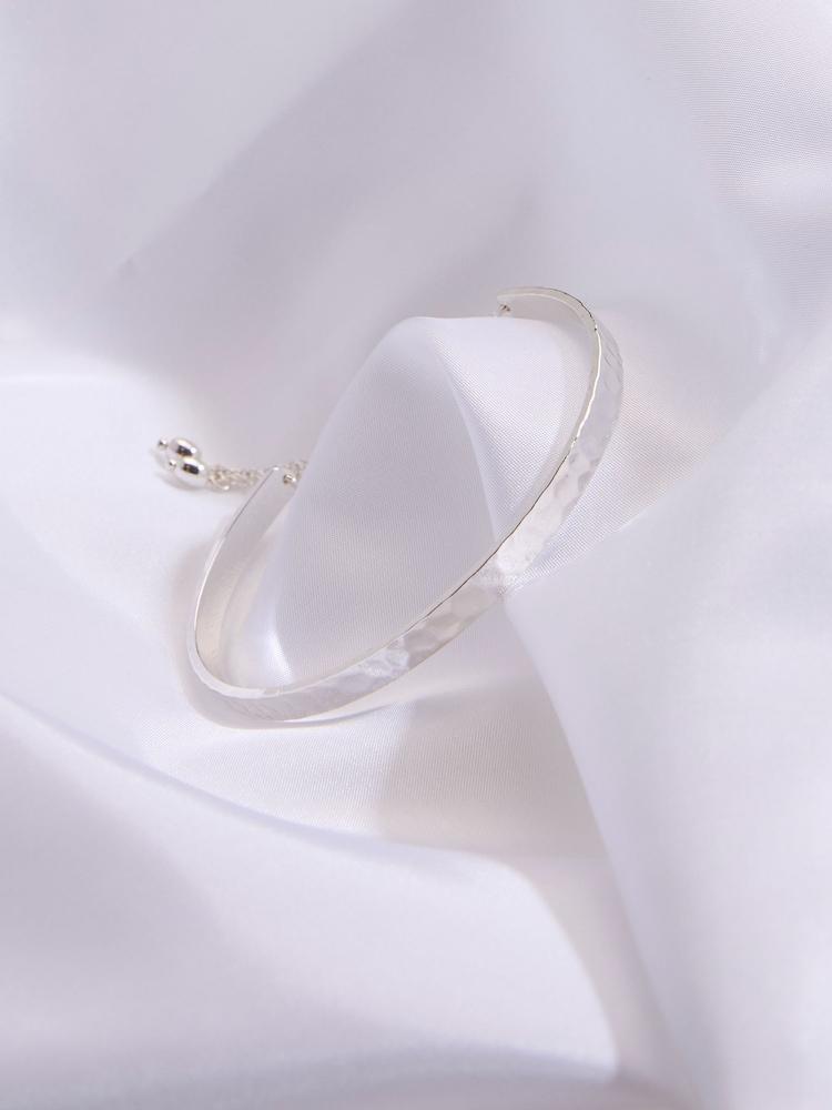 Fat Face Silver Tone Hammered Bangle