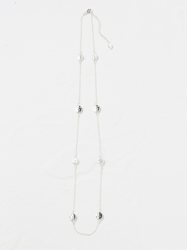 Fat Face Silver Tone Hammered Disc Necklace