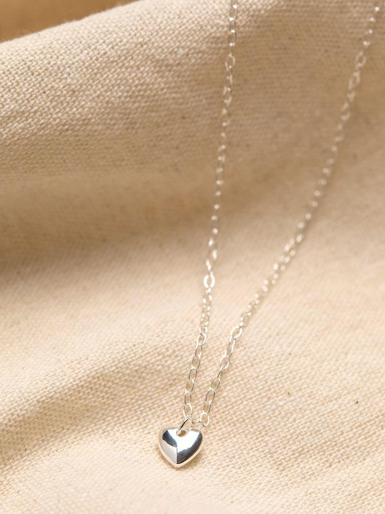Fat Face Silver Tone Heart Chain Necklace
