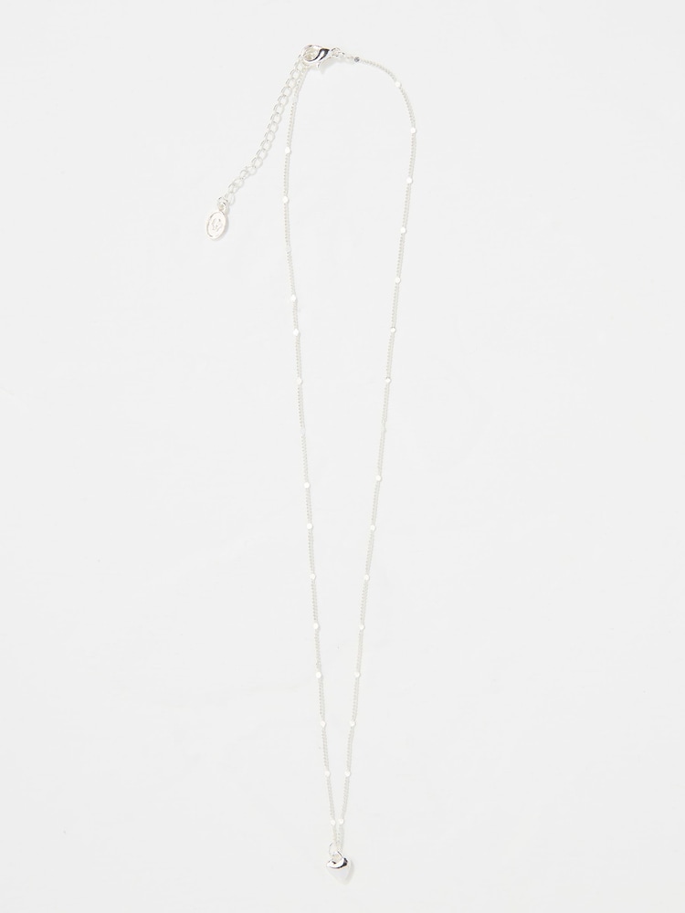 Fat Face Silver Tone Heart Pendant Necklace