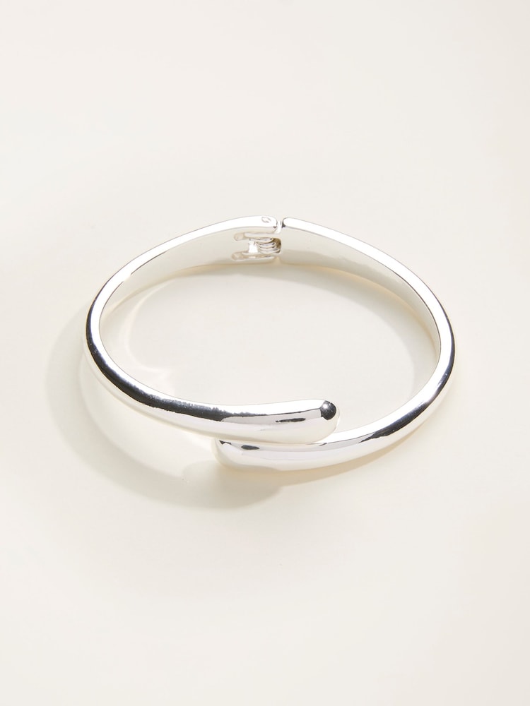 Fat Face Silver Tone Hinged Bangle