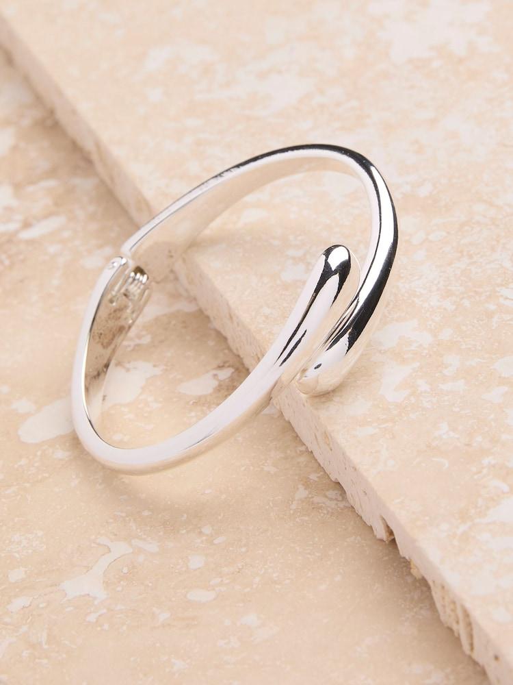 Fat Face Silver Tone Hinged Bangle