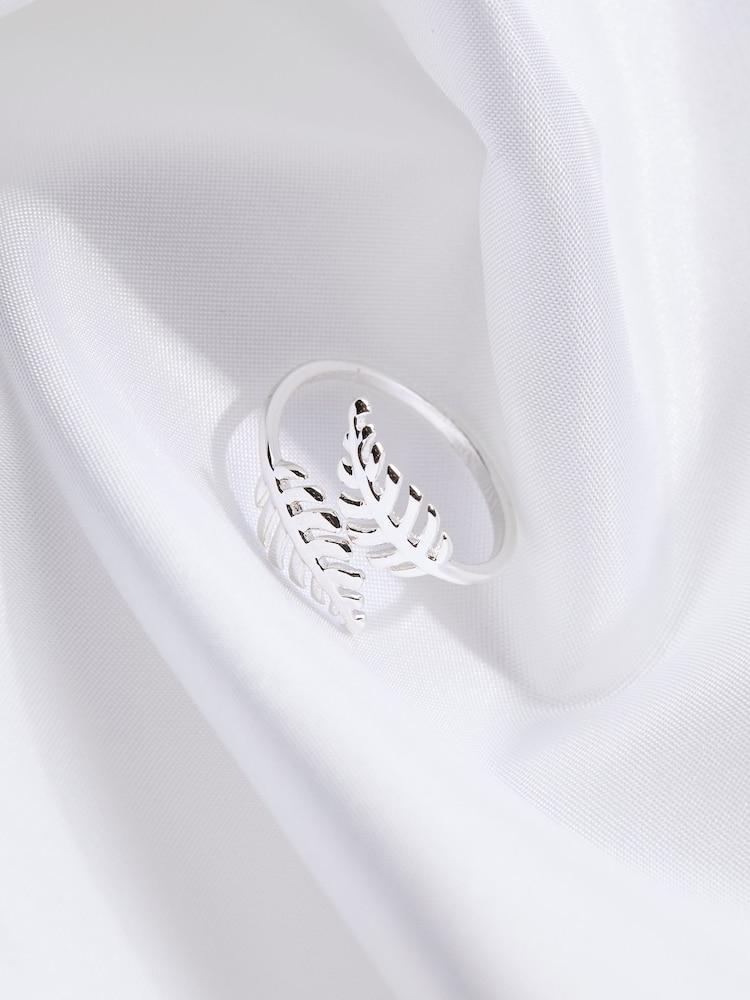 Fat Face Silver Tone Leaf Ring