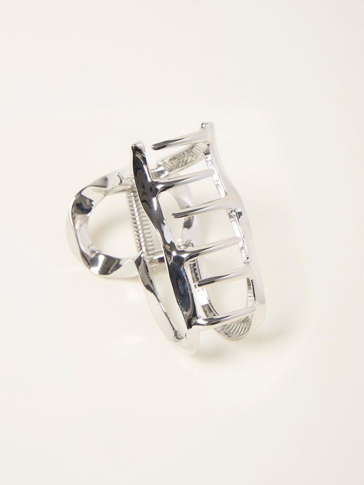 fat face Silver Tone Metal Heart Claw Clip