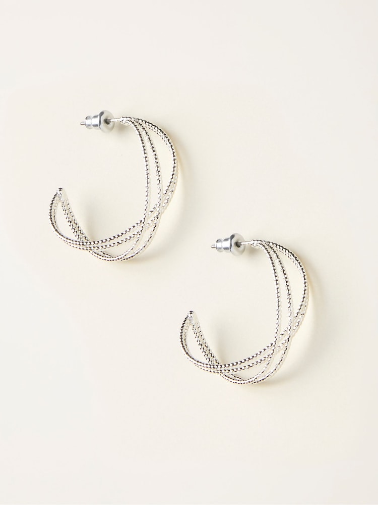 Fat Face Silver Tone Multi Hoop Earrings