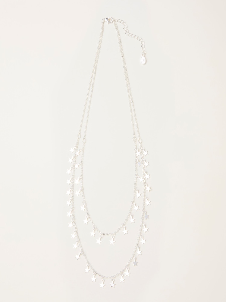 Fat Face Silver Tone Star Layered Nacklace
