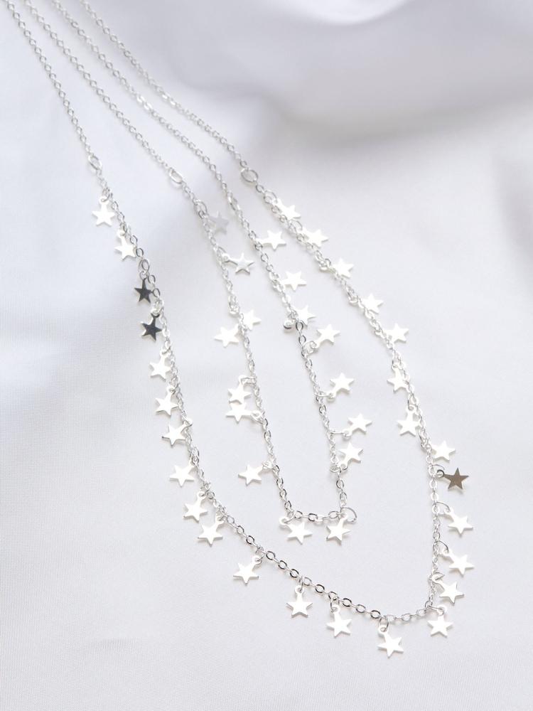 Fat Face Silver Tone Star Layered Nacklace