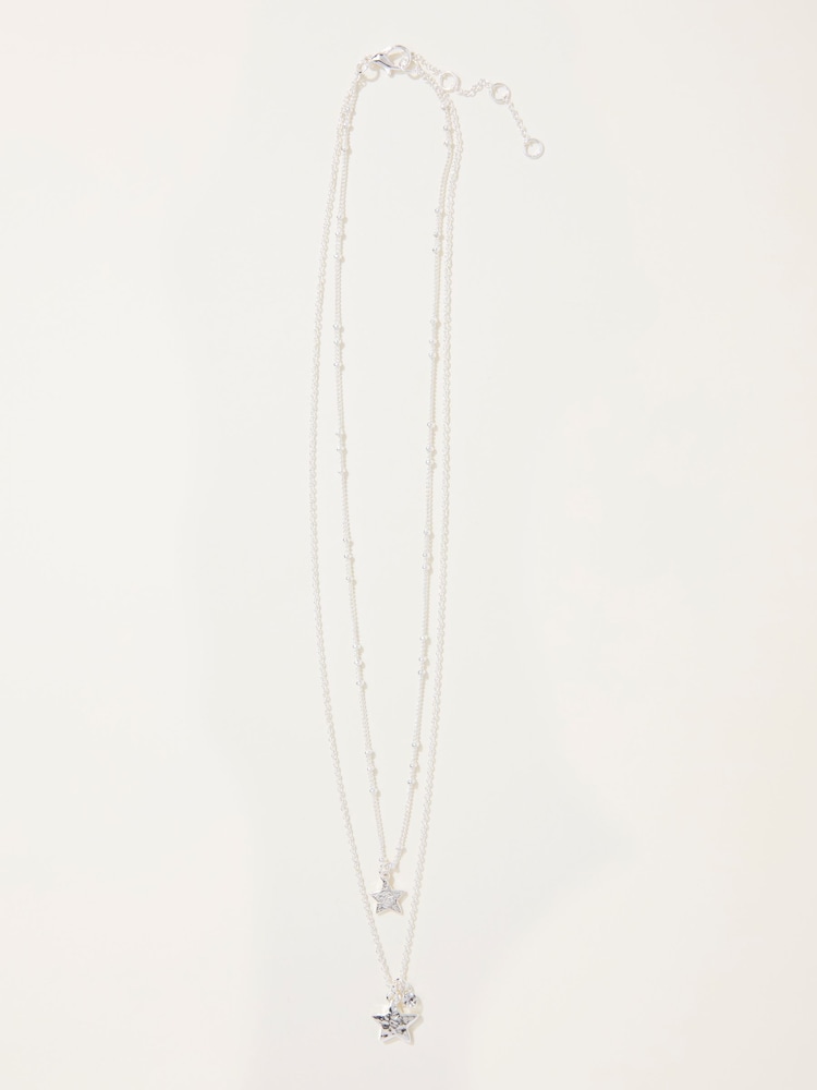 Fat Face Silver Tone Star Layered Necklace