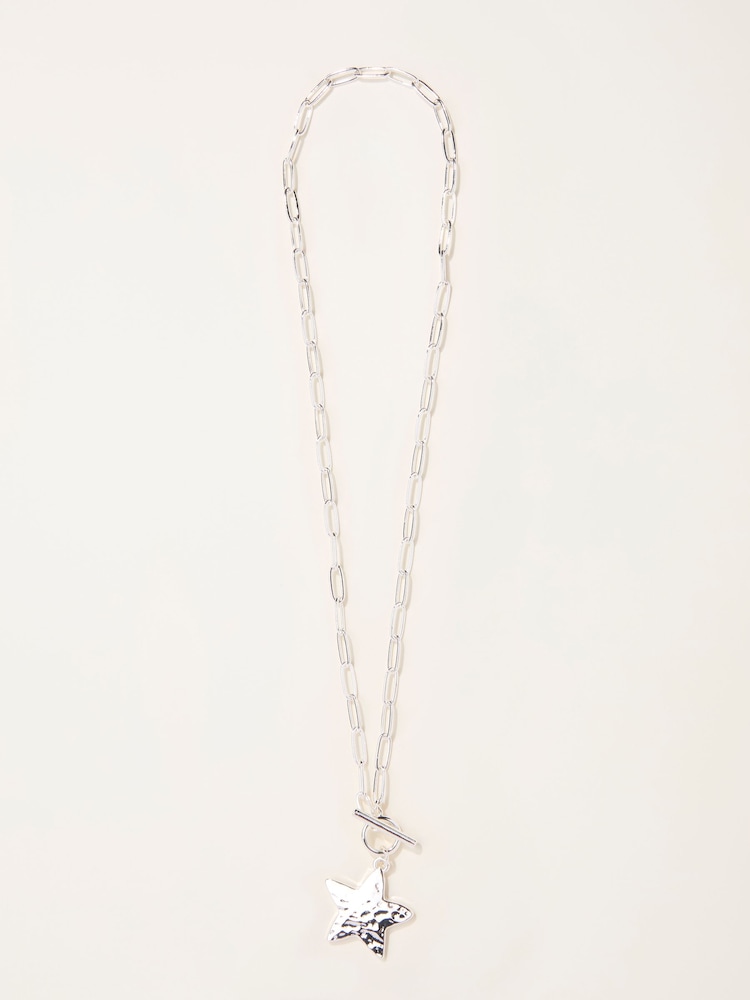 Fat Face Silver Tone Star Pendant Necklace