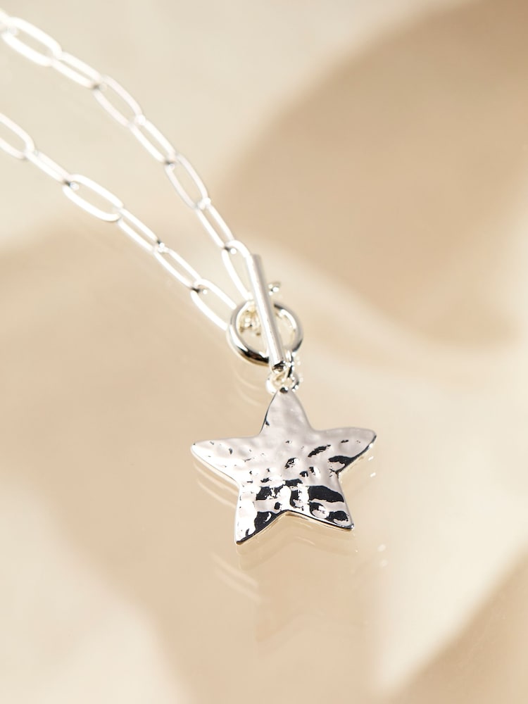 Fat Face Silver Tone Star Pendant Necklace