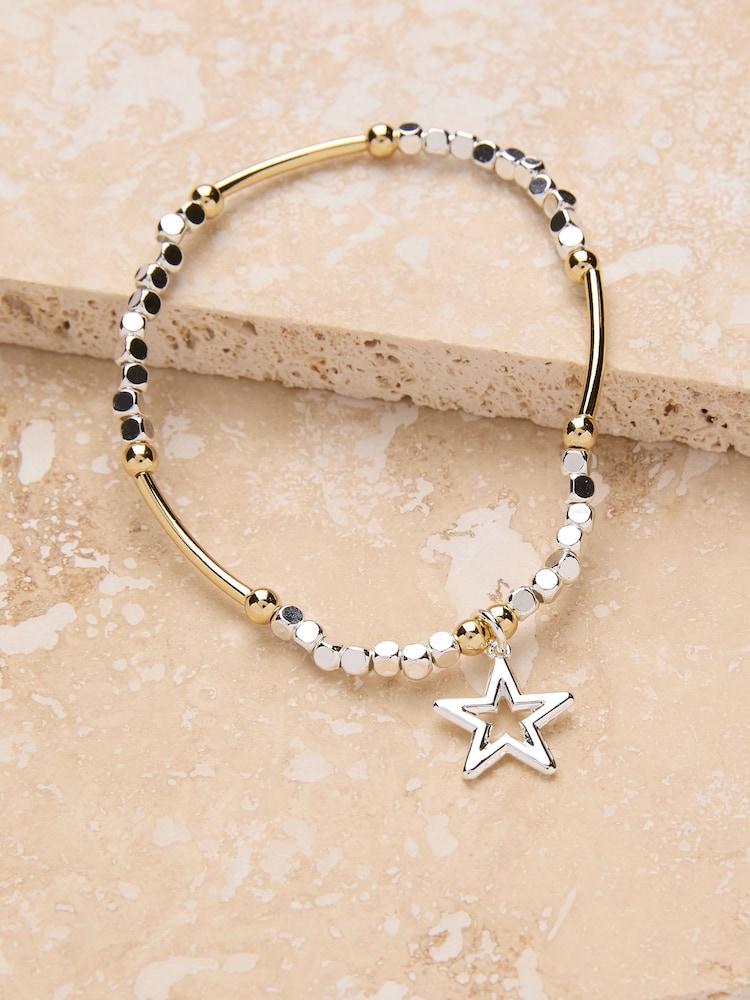 Fat Face Silver Tone Star Stretch Bracelet