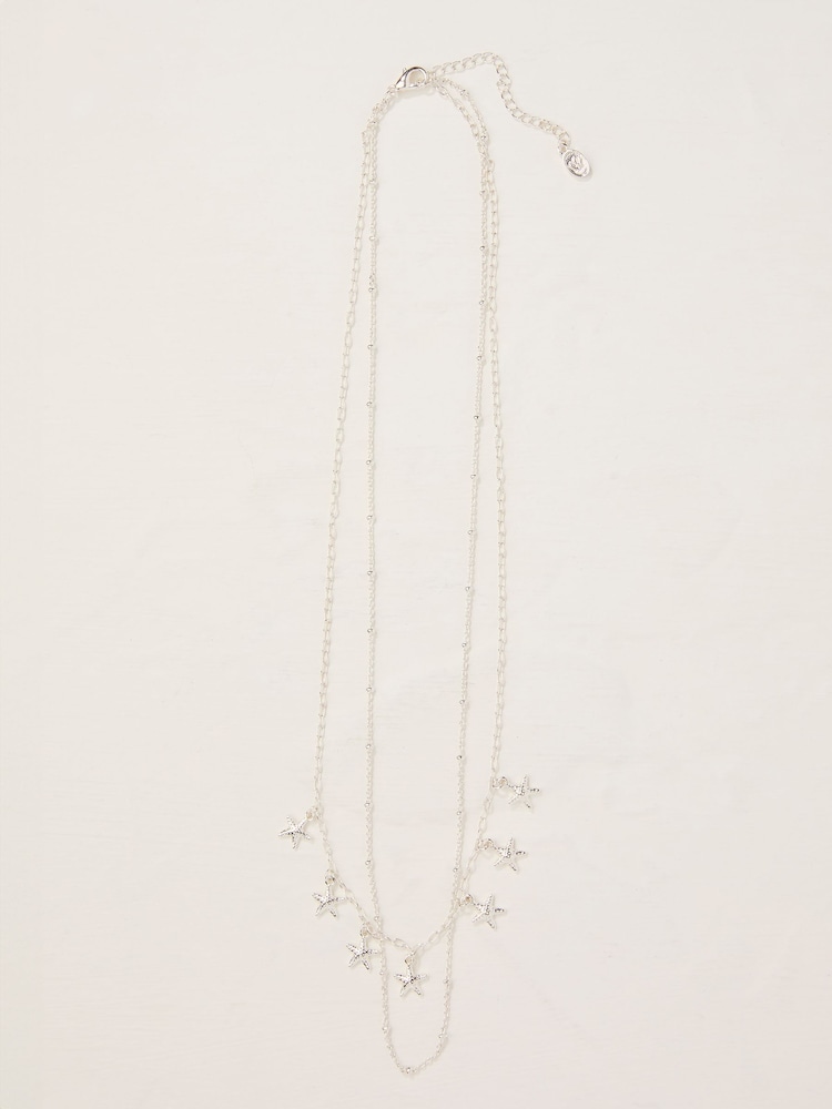 Fat Face Silver Tone Starfish Layered Necklace