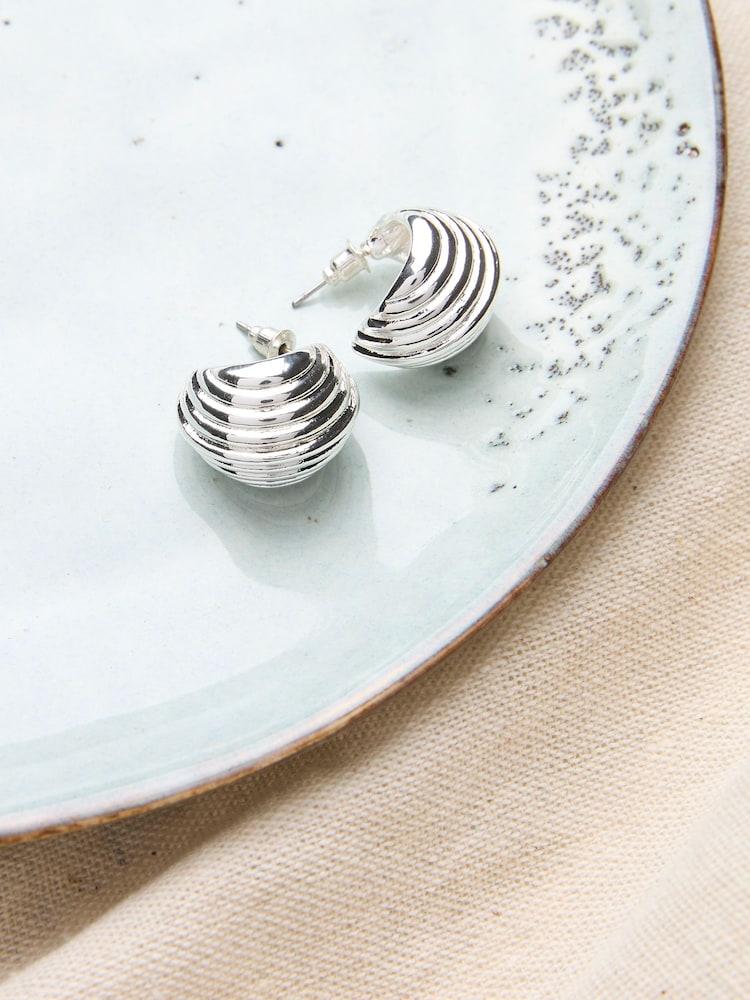 Fat Face Silver Tone Tear Drop Earrings