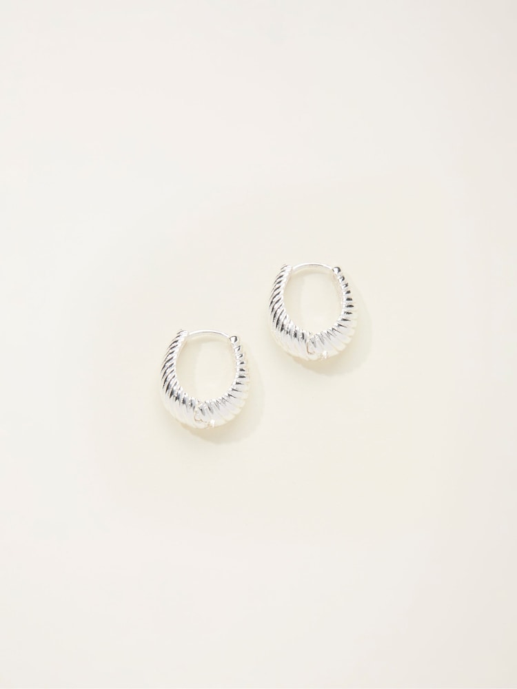 Fat Face Silver Tone Textured Hoop Earrings