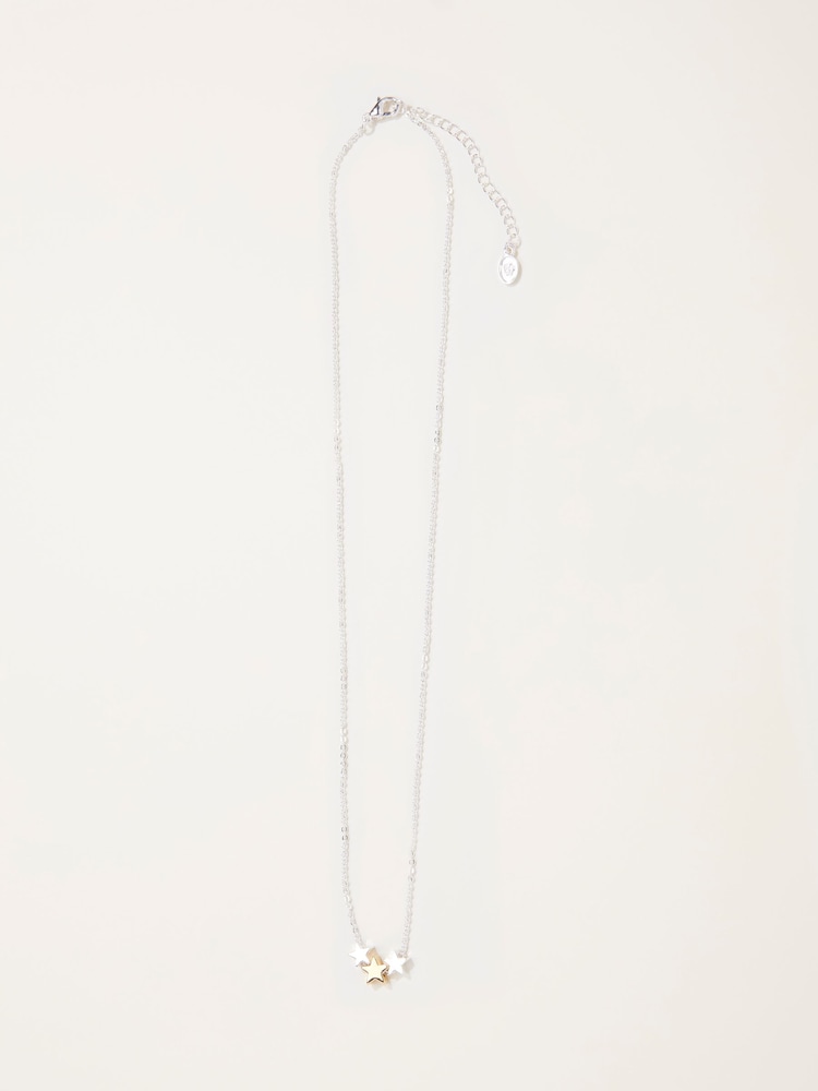 fat face Silver Tone Trio Star Necklace