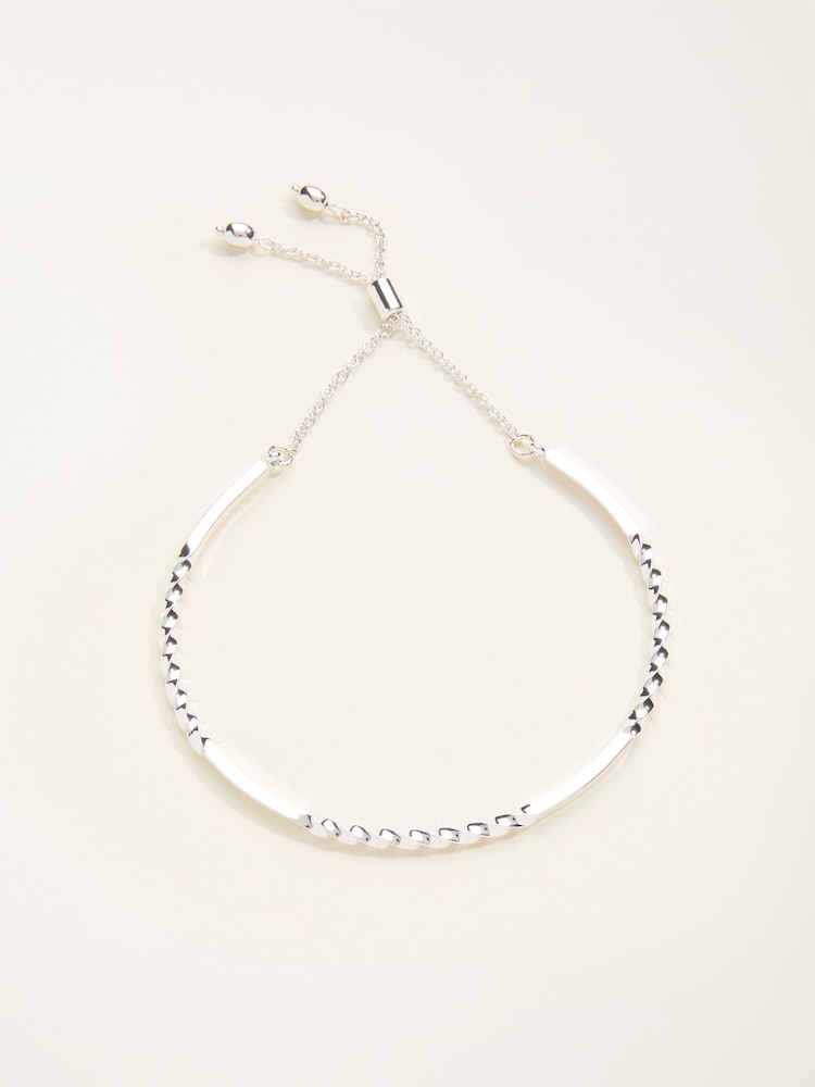 Fat Face Silver Tone Twist Adjustable Bangle