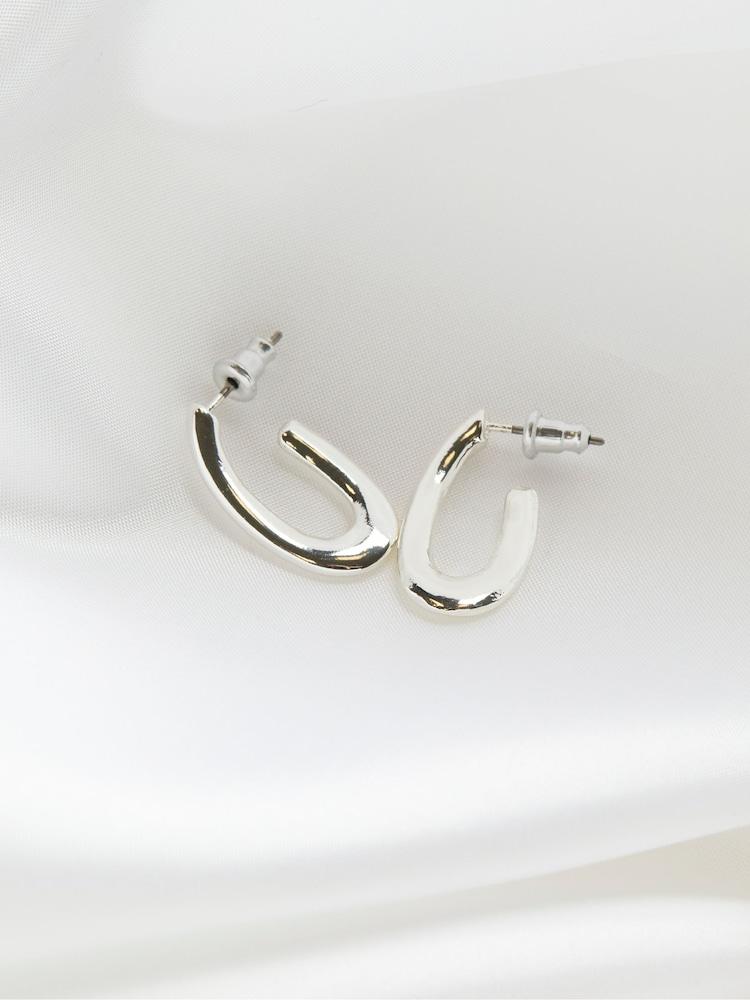 Fat Face Silver Tone Twist Oval Hoop Earrings