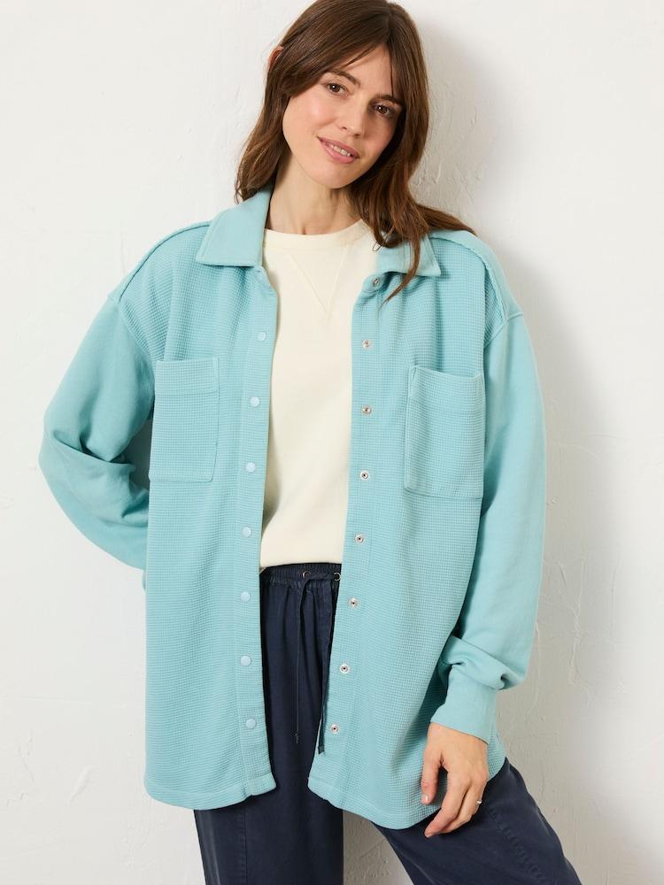 Fat Face Skye Aqua Blue Waffle 100% Cotton Shirt